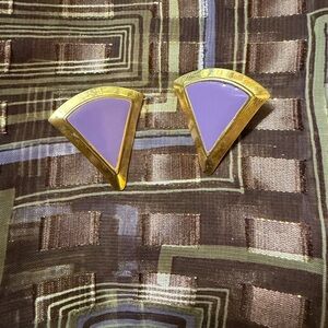 Vintage Gold and Purple Geometric Earrings